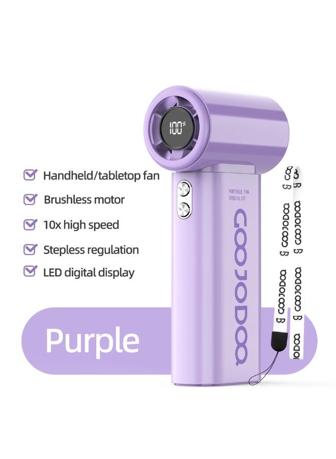 GOOJODOQ Mini Handheld Fan, High Speed, with Long-Lasting 4000mAh Turbo Battery (Purple) - Image 1